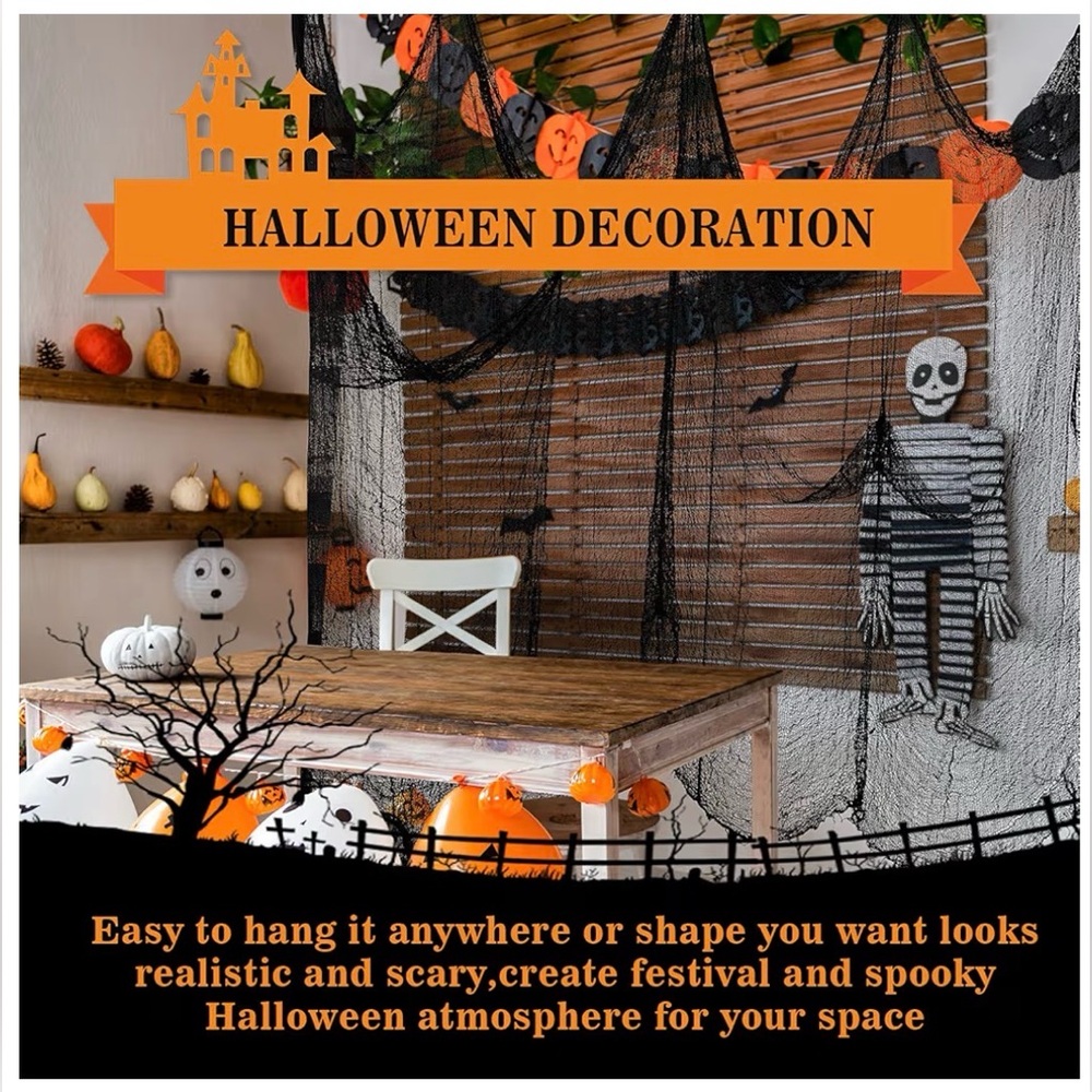 Halloween Black Creepy Cloth Scary Spooky Fabric Decorations Indoors & Outdoors